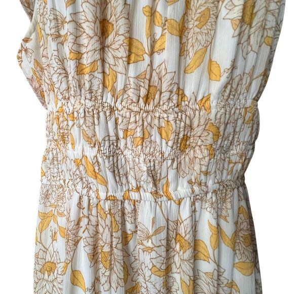 Trixxie Yellow Floral Ruffled Maxi Dress Sz L Milkmaid Boho Cottagecore Prairie - Picture 3 of 14